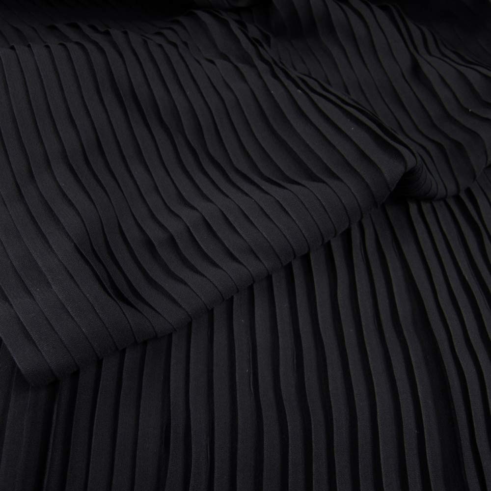 Xin.in Black 3 Meters 150Cm 59" Wide Ruffled Pleated Pearl Chiffon Fabric Dress Clothes Cloth Materials Diy Sewing Craft Lx148 (Black)