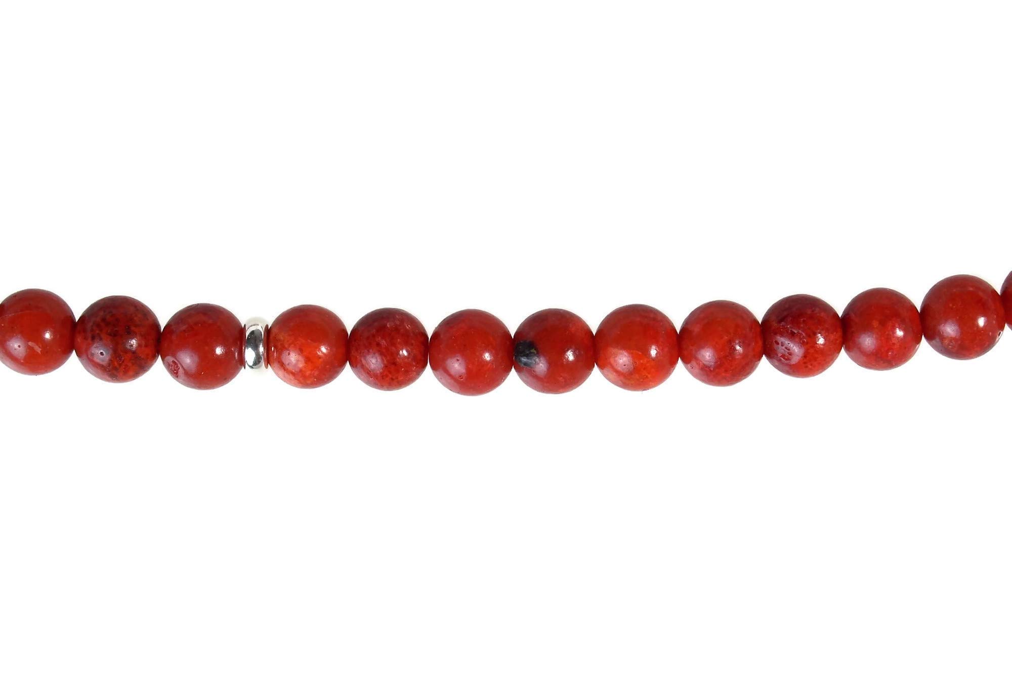 Korallenkette - Schaumkoralle Kette - 925 Silber - 6mm Kugelkette