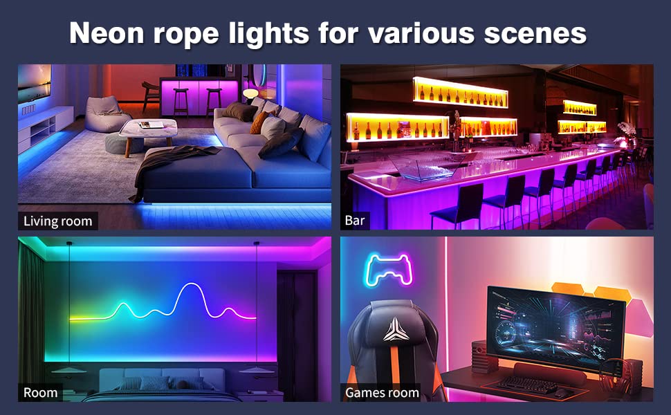 Image of 5 Meter Smart RGB Neon LED Strip Lights with App & Remote | Music Sync Rope Light for Room, Gaming, Party, Diwali & Home Decoration USB Powered