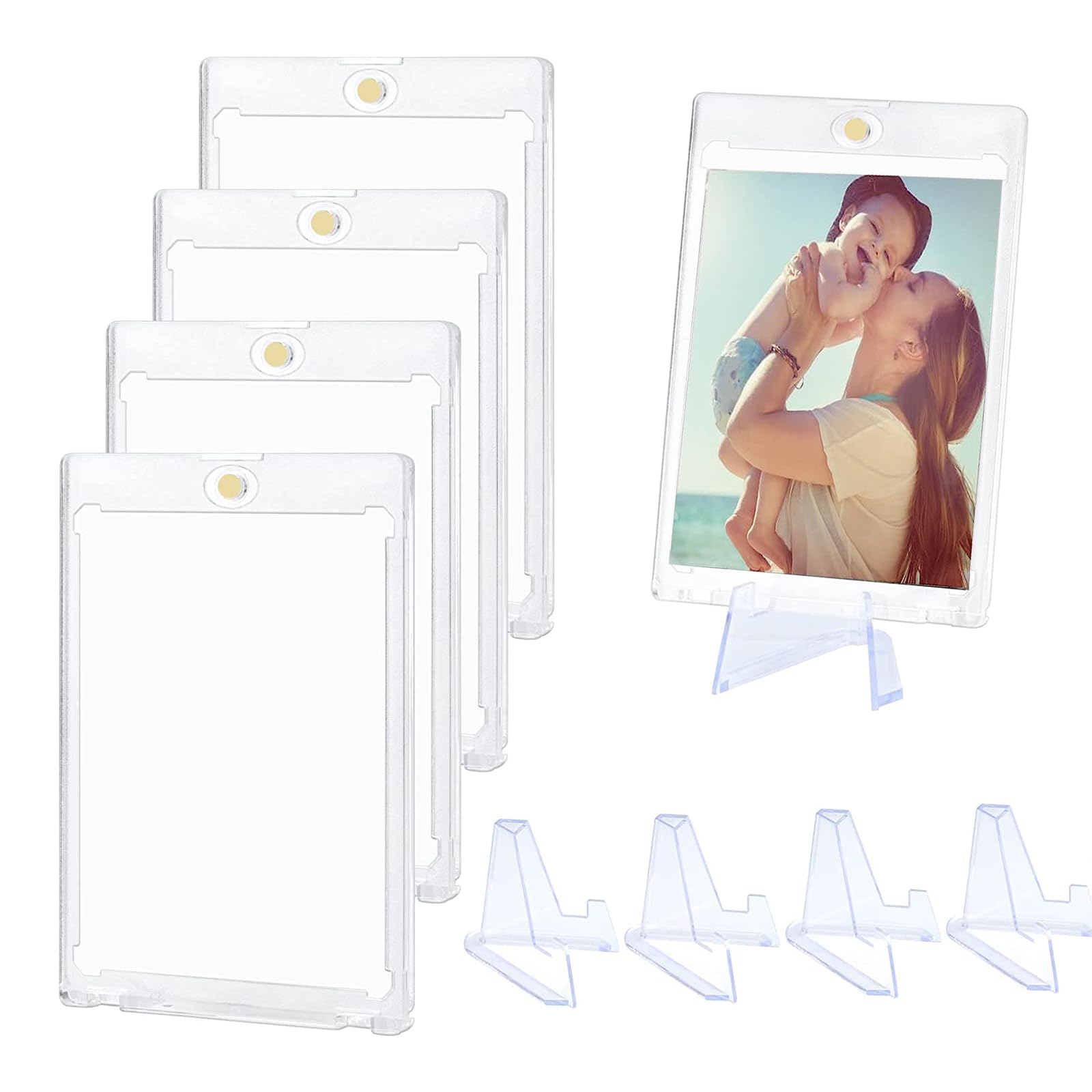 10 Pochettes Magnétiques Pour Cartes à Collectionner - Protection UV Avec Support - Compatible Pokémon, Yu-Gi-Oh, MTG
