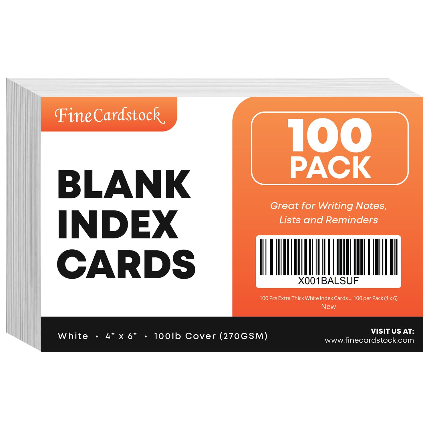 100 Pcs Extra Thick White Index Cards – Blank Heavyweight 14pt (0.014”) 100lb Cover Cardstock – Flash Cards, Study Note Cards, Postcards, Photo and