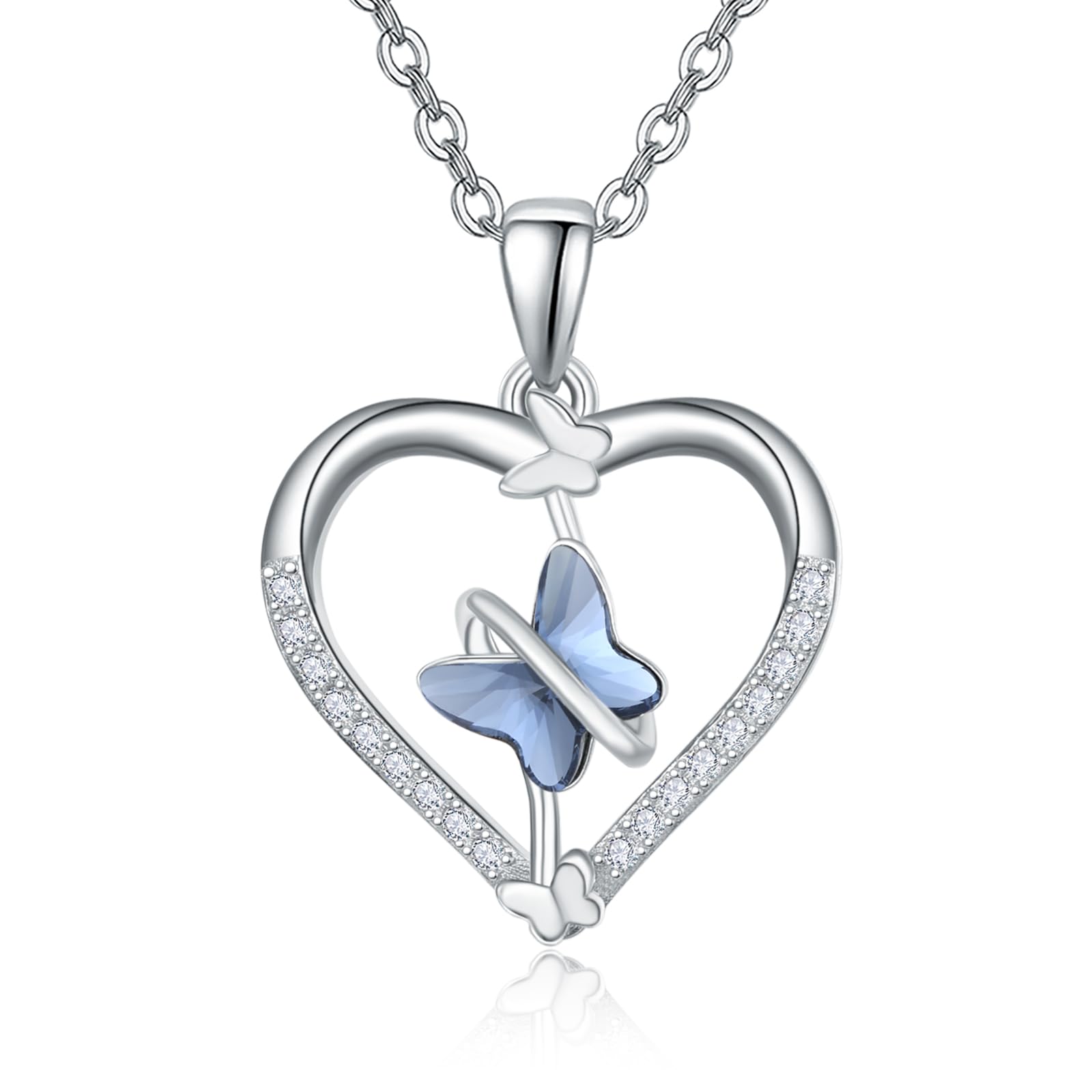 TANGPOET Schmetterling Halskette 925 Sterling Silber Schmetterlings Anhänger Kette Schmuck Geschenk für Frauen Damen Mädchen Kinder