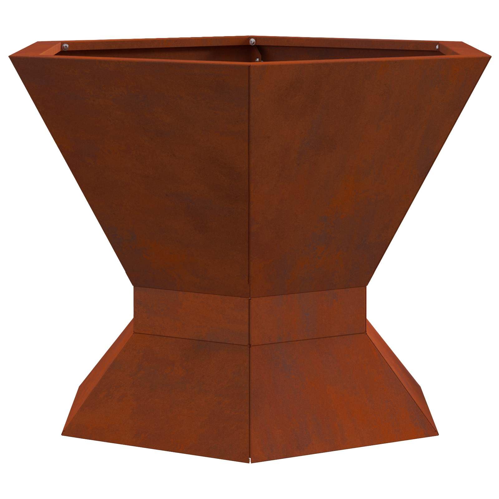 Feuerstelle Braun aus Wetterfeststahl 50 x 50 x 40 cm für Terrasse Garten und Haus, robuste Outdoor Wärme für Zusammenkünfte, passend als Kamin Ofen Deko