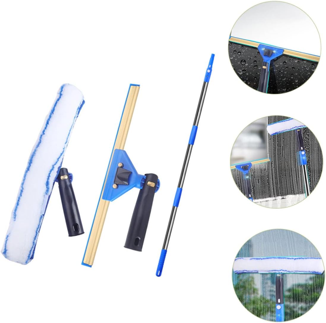 1set Extendable Microfiber Window Cleaning Squeegee Scrubber with Ergonomic Handle for Easy Use Mirrors and Shower Doors Convenient Tool for Home and Car Cleaning Random Style