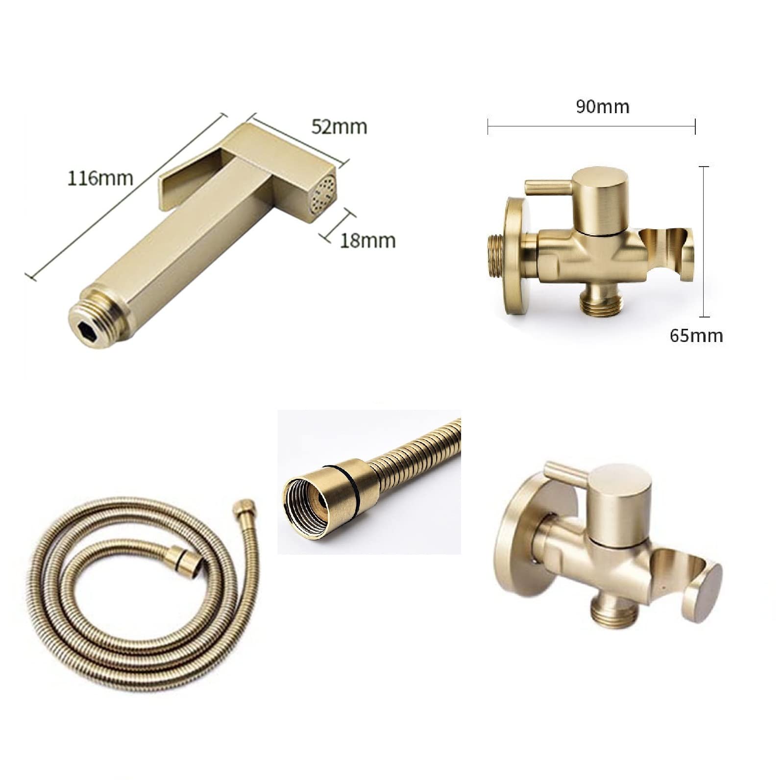 WC-Bidet-Sprühset Hand-Bidet-Sprühgerät for Toilette Handbrause for Toilettengebrauch mit Schlauch Goldmessing Kaltwasser-Bidet-Duschaufsatz,D (Color : A)