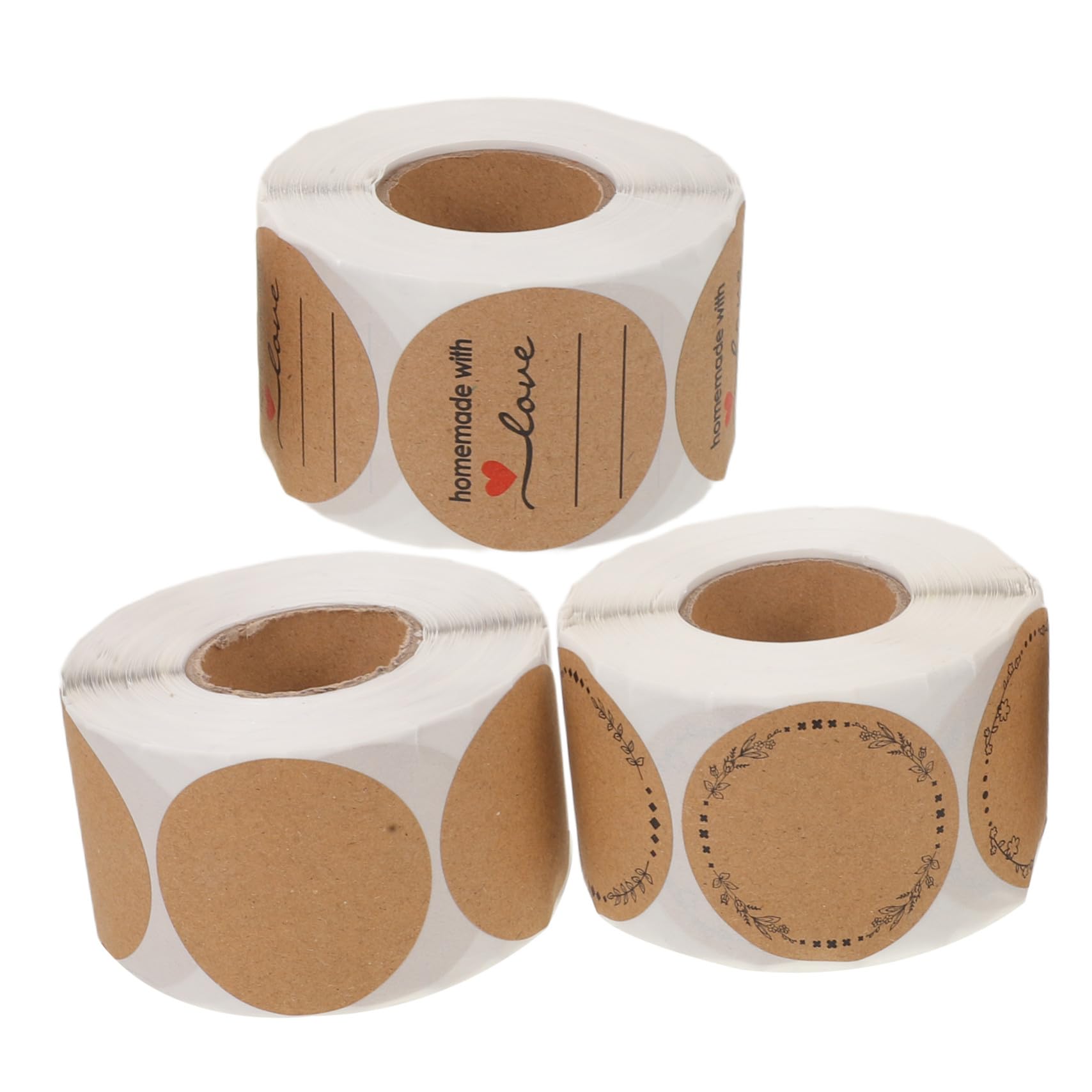 3pezzi Etichette Adesive Rotonde Di Kraft Etichette Di Chiusura Sigillabili Adesivi Per Imballaggio Superficie Scrivibile Per Organizzare e Contrassegnare Pacchi Alimentari e Altri