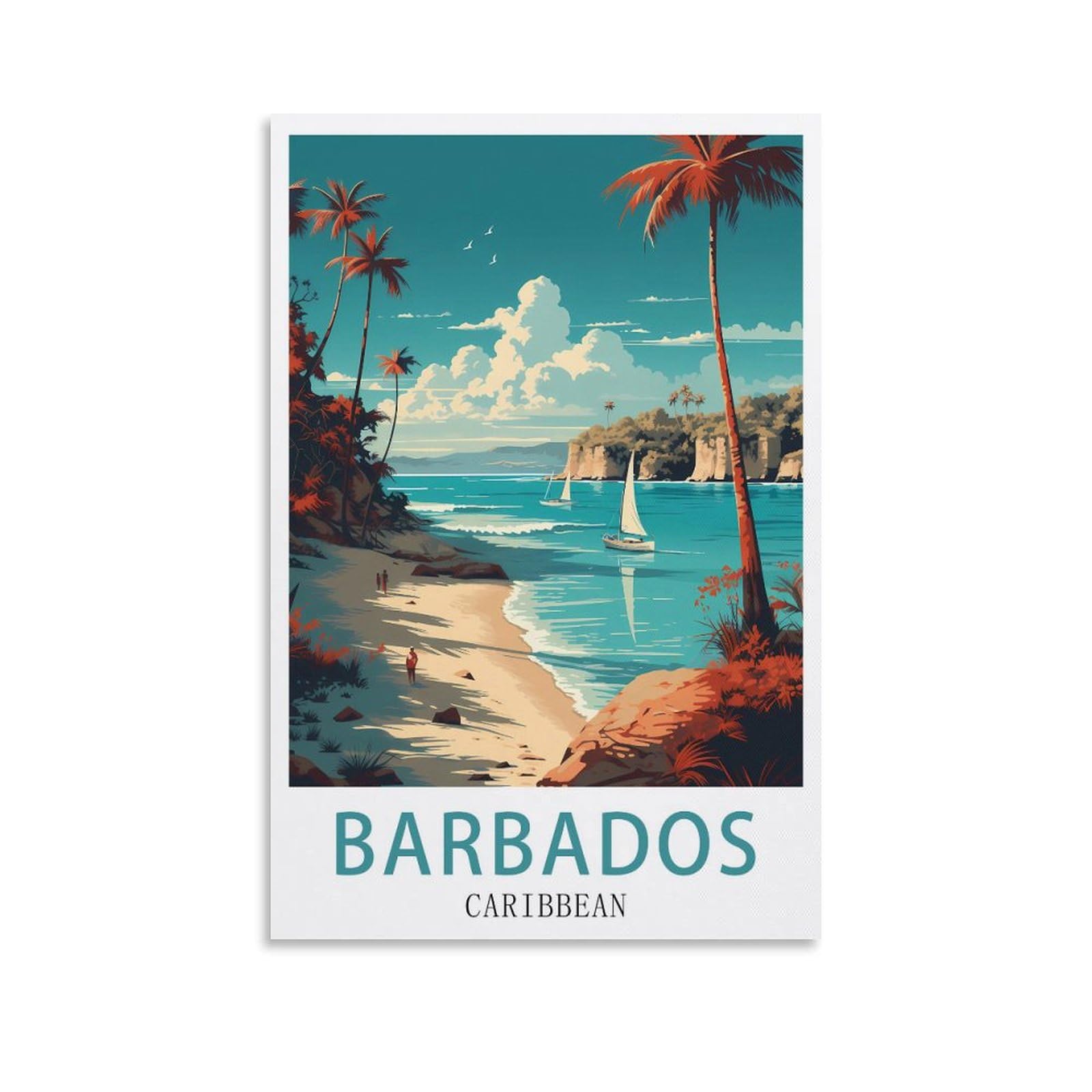 Hxhnferr Unframe-Style Barbados Caribbean Vintage Travel Posters 08X12inch(20X30cm) Canvas Wall Posters And Art Pictures Prints Paintings Bedroom Decor