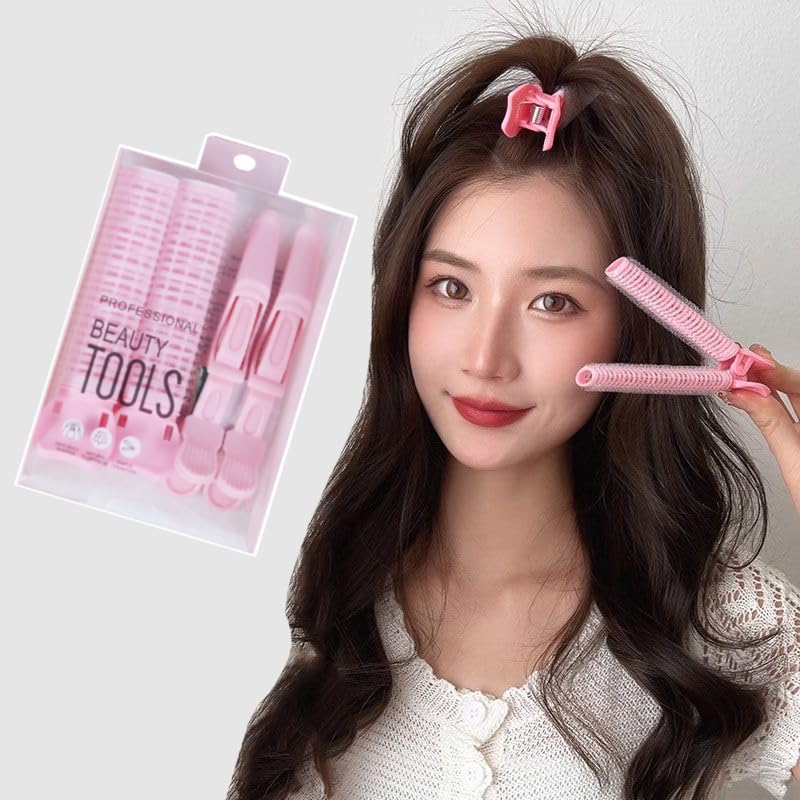 Image of ANNA CREATIONS 4 Pcs Root Hair Clip Set - 2 Hair Rollers with 2 Crocodile Clips for Women & Girls - Heatless Hair Volume Curler Clip Tool for Long & Short Hair, Forehead Styling