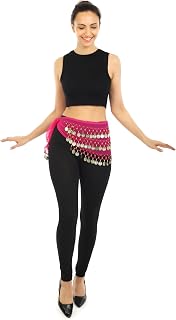 RADIANT FASHION WORLD Belly Dance Hip Scarf Waistband Belt Skirt with 128 Ringy Golden Coins for Women Price In India