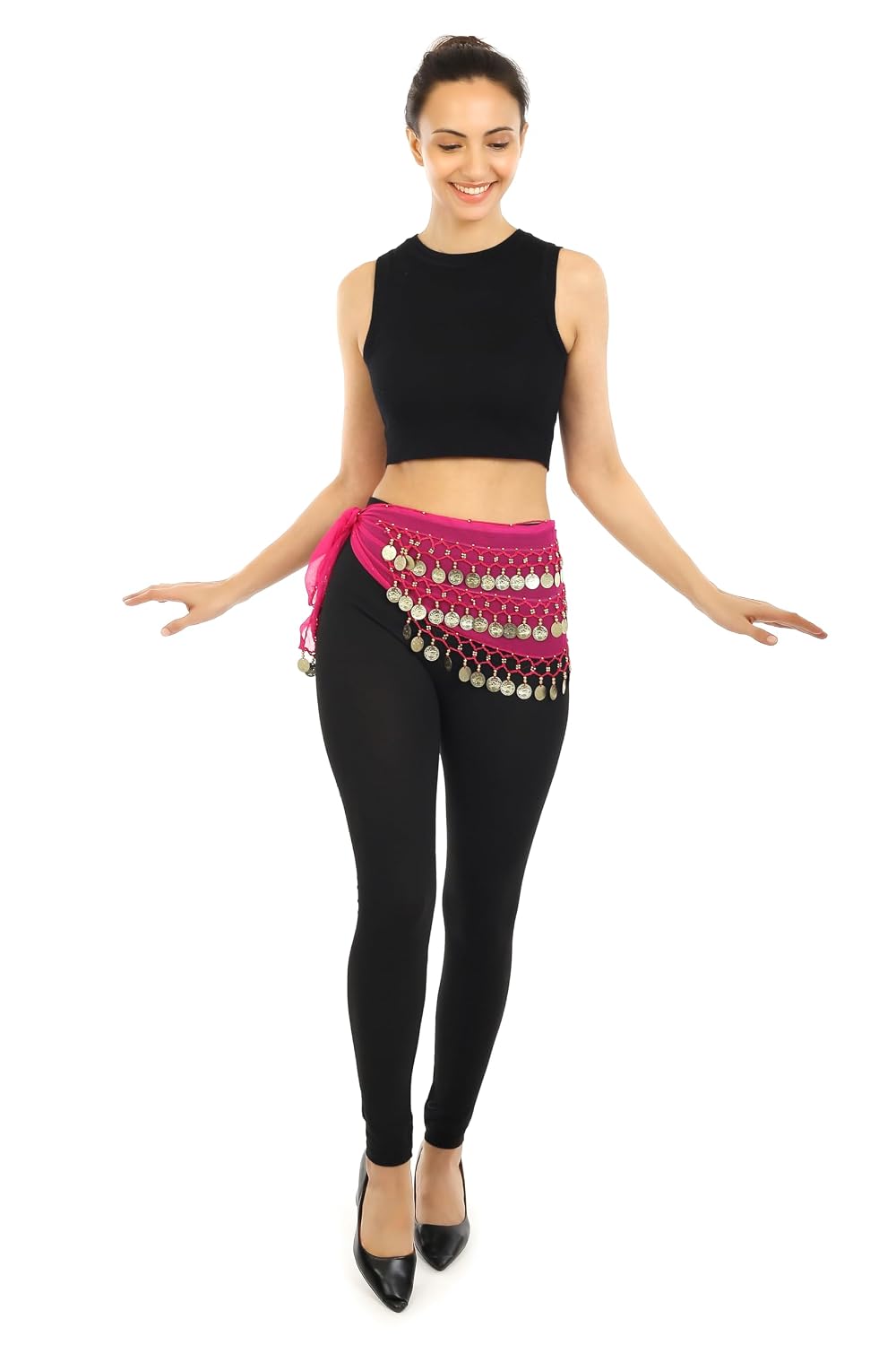 RADIANT FASHION WORLD Belly Dance Hip Scarf Waistband Belt Skirt with 128 Ringy Golden Coins for Women - Review, Price and Buying Guide