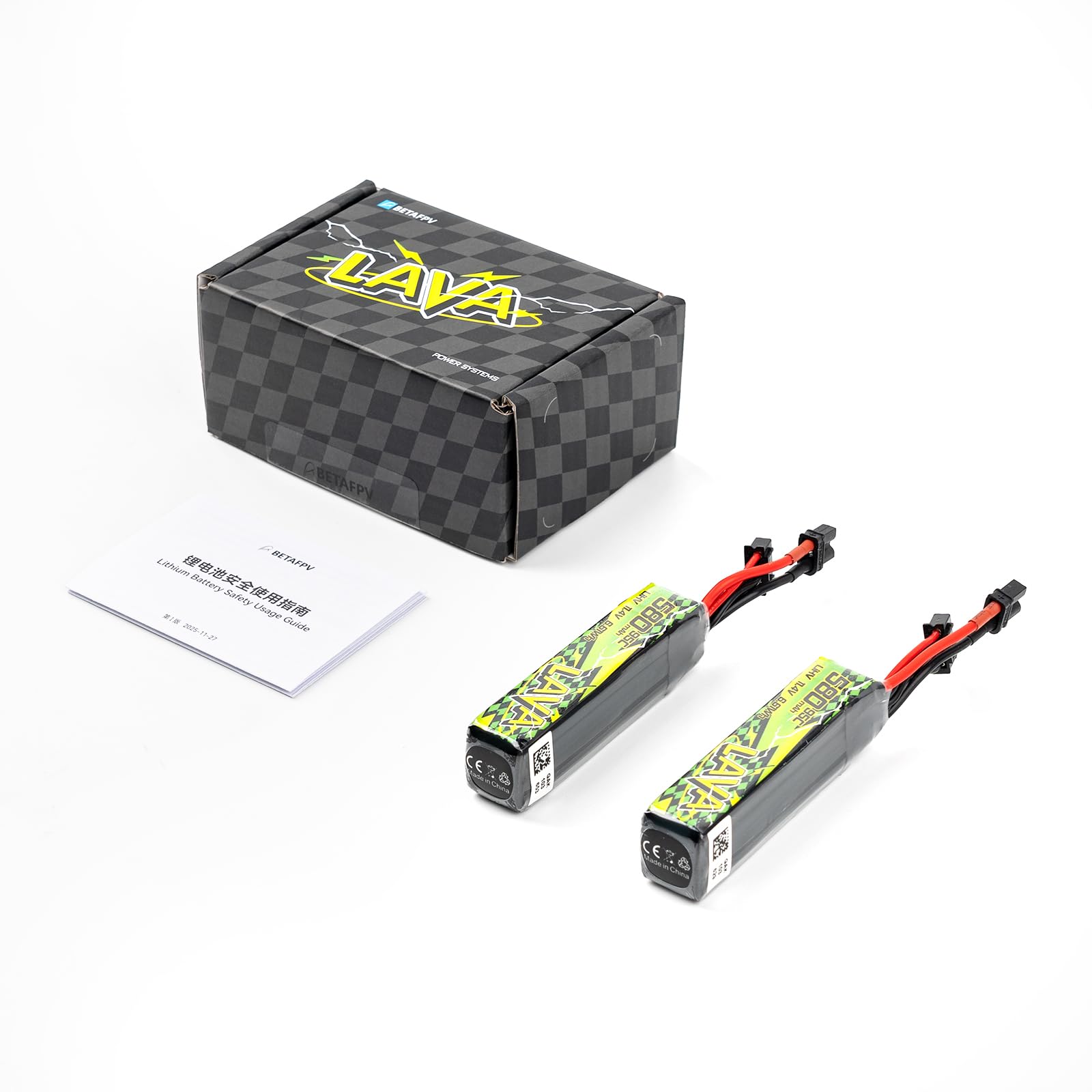 BETAFPV Lava II 3S 580mAh 11.4V 95C LiHV Lipo Battery with XT30 Connector for Brushless Whoop Drone