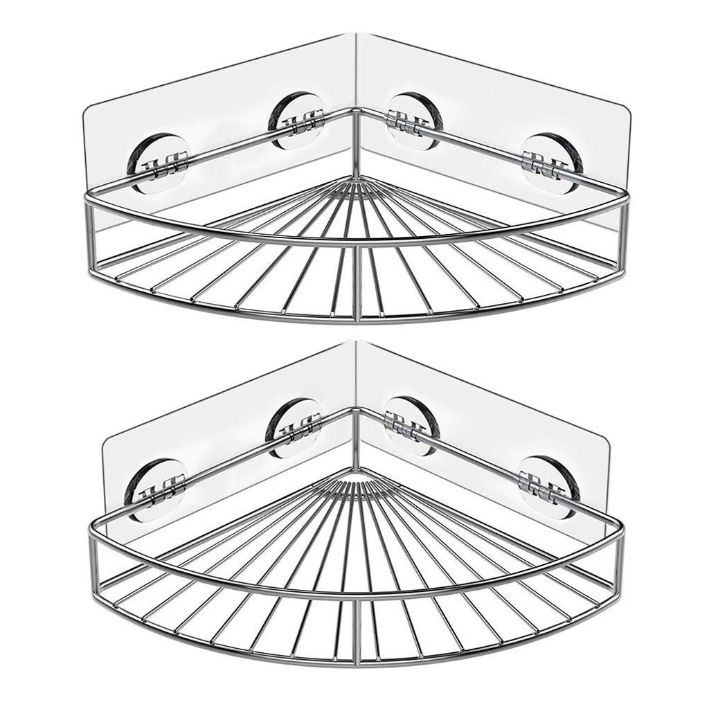 Corner Shower Caddy Stainless Steel Wall Bathroom Shelf Storage Organizer 2-Pack - silver