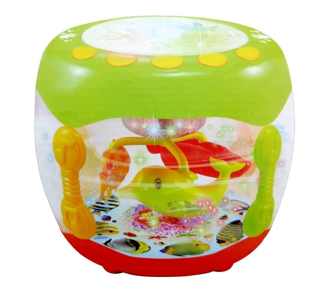 TIUDTOY Music Flash Battery Operated Drum Rotating Lamp Light with Musical Instrument Sounds Toy for Kid