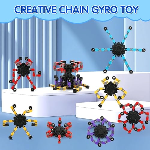 Miniatura 4 de Paquete de 16 Fidget Spinners deformables para aliviar el estrés, juguete sensorial, robot, giratorio en espiral mecánico, juguete de cadena
