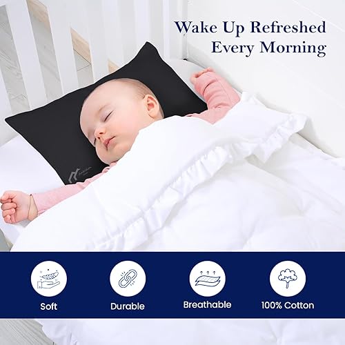 Miniatura 2 de Fundas de almohada pequeñas de viaje para niños pequeños con cierre de cremallera, juego de 2 fundas de almohada de viaje de 500 hilos, 100% algodón