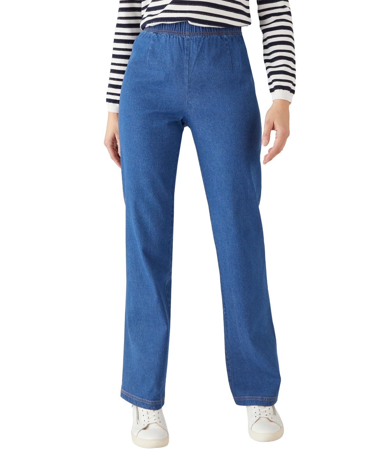 Damart Women's Blue Pull-On Stretch Jeans Straight On The Waistline
