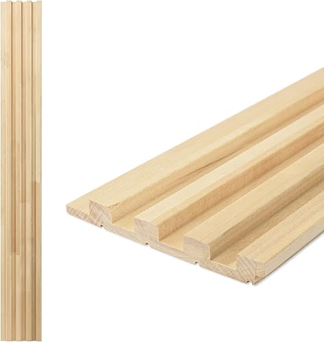 Miniatura 22 de Art3d Paneles de pared de madera de listones para decoración de interiores y techos, paquete de 4 piezas + 1 moldura final, tamaño 108 x 5.7