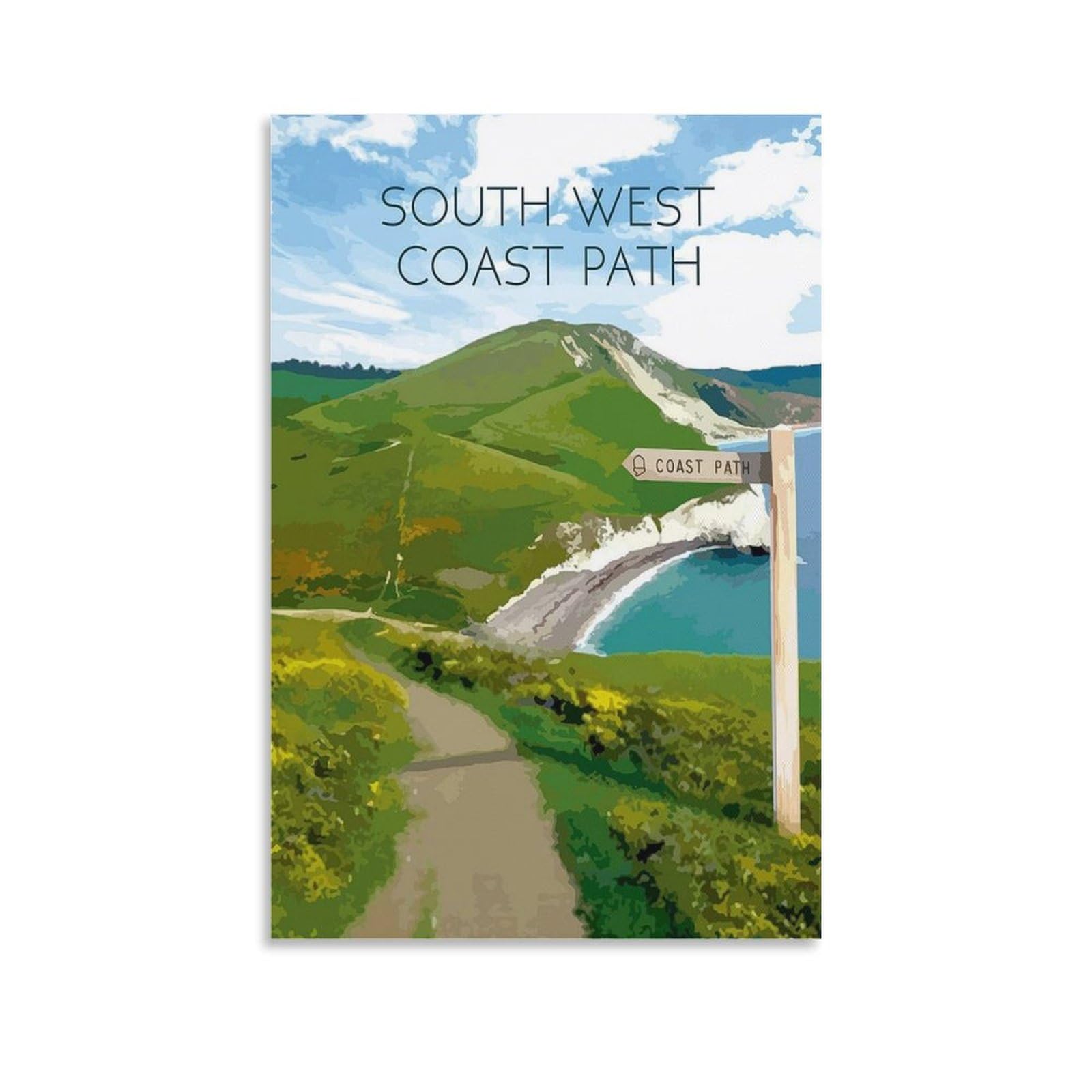 GQVCJSW South West Coast Path National Trail Canvas Poster Bedroom Decor Landscape Office Room Decor Gift 12x18inch(30x45cm)