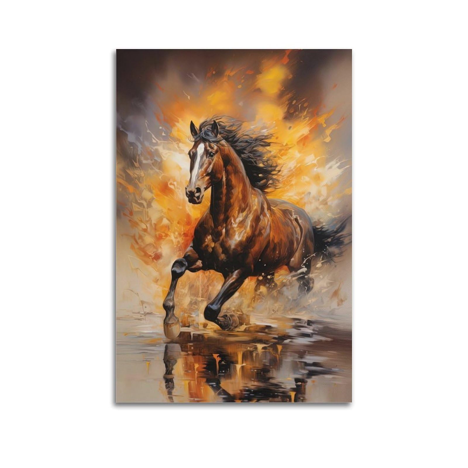 ZSZWHJ Animal Poster Galloping Horse Poster Decorative Painting Canvas Wall Posters And Art Picture Print Modern Family Bedroom Decor Posters 20x30inch(50x75cm)