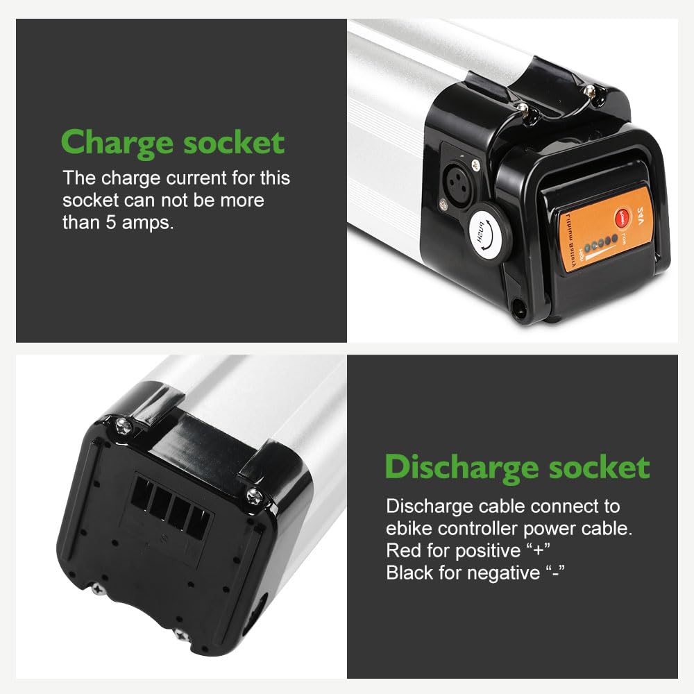 E-Bike Batterie 24V 15,6Ah Li-ion Akku Silverfish mit Ladegerät kompatibel mit Phylion/XH259-10J, Zhenlong/ZL1010-F, Phylion,MiFa, Rex (24V 15,6Ah Akku mit Ladegerät)