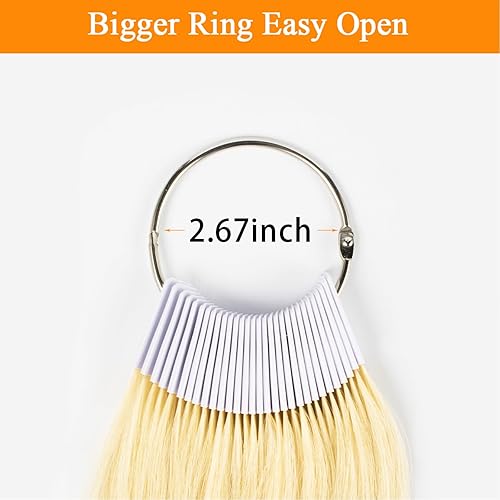 Miniatura 2 de Anillos de color de cabello 100% cabello humano Prueba de muestra de color muestras de color 9 pulgadas Color de cabello rubio claro