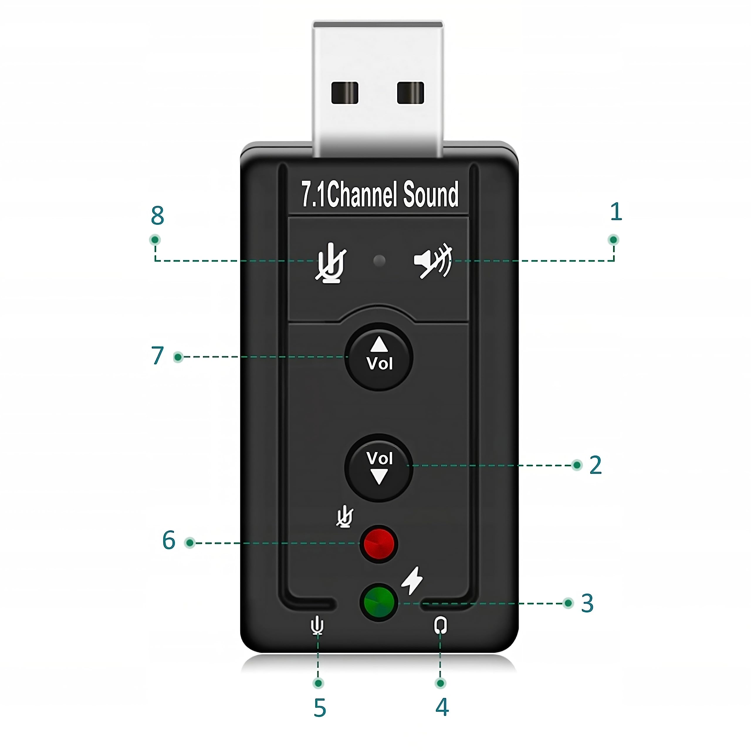 Retoo USB Carte Son Externe USB 2.0 Surround Sound Audio Stéréo Adaptateur Sound Card Compatible pour PC Windows, Ordinateur Tablette, PC, Adaptateur Externe Connecteur pour Casque Microphone