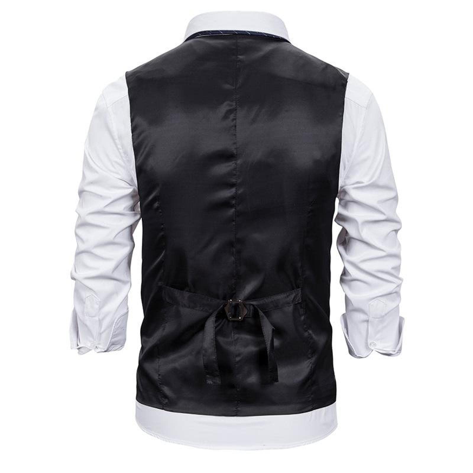 Herren Anzugweste - Männer Business Weste Fischgrät V-Ausschnitt Anzug Weste Vintage Mode Single Breasted Sleeveless Formale Party Kleidung