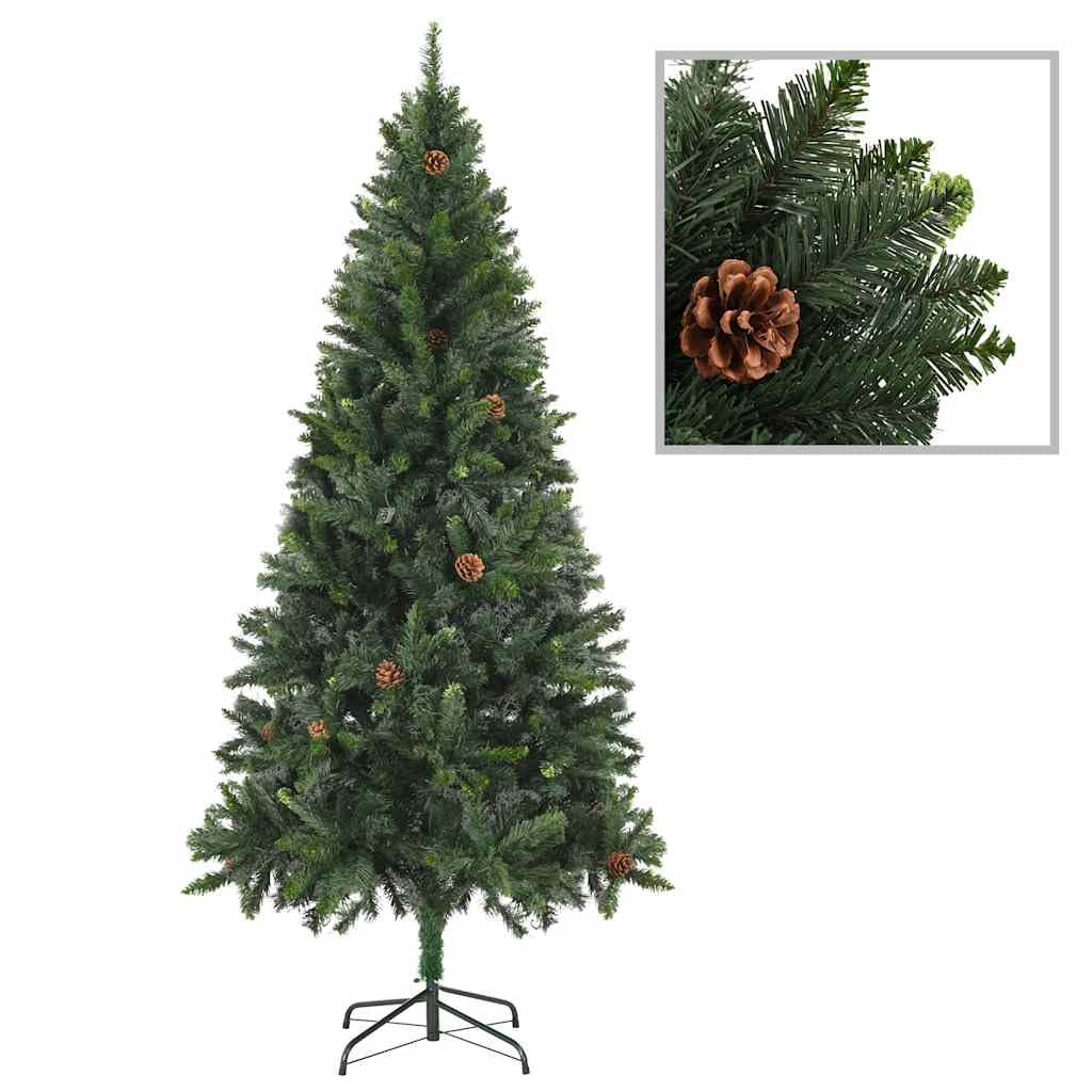 Sztuczna choinka z oświetleniem, bombkami, 210 cm zielona, imitacja sosny, 1060 gałązek, 300 diod LED, do świątecznej dekoracji