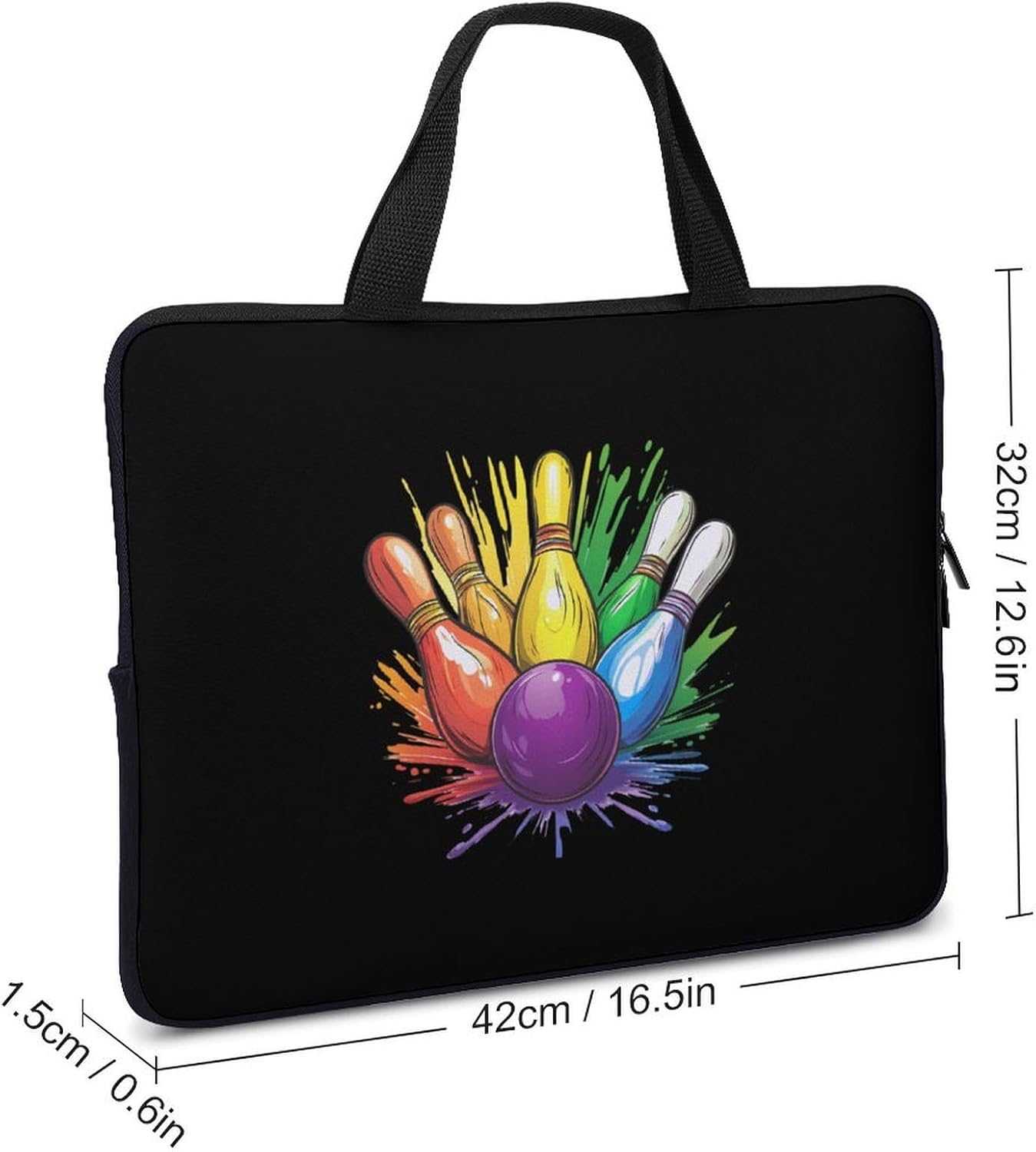 Colorful Bowling Ball Laptop Bag Computer Case Lightweight Work Bags Briefcase Handbags for Women Men image 3