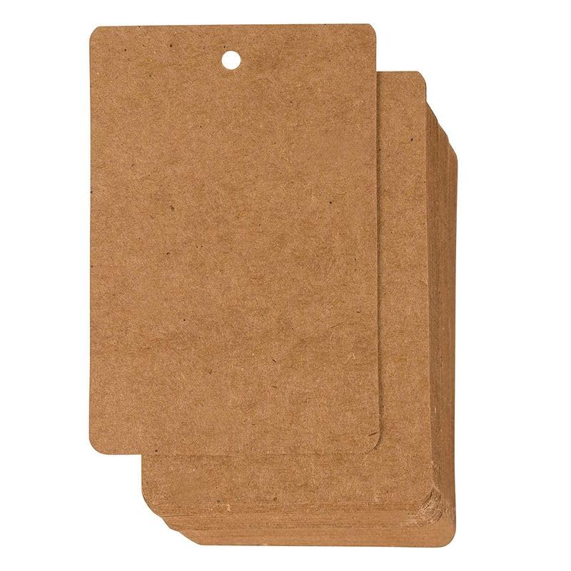 Juvale Gift Tags - Blank Paper Tags for Retail & Crafting - Prepunched Hole & Twine String - 200 Count, Brown, 2.4" x 3.5
