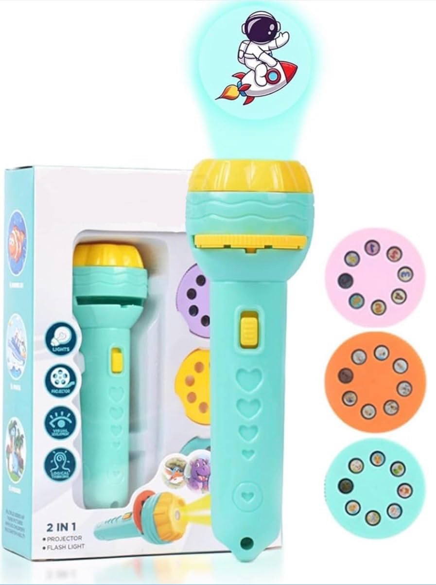 Mini Projector Torch Toy, 3 Slides 24 Patterns Slide Flashlight Torch for Kids Projection Light Toy Slide Lamp Educational Learning Night Light, Return Gifts for Kids (Pack of 2)-image-21