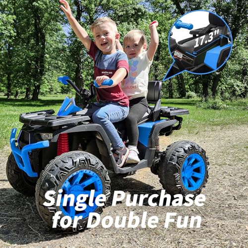 Kids ATV 4 Wheeler, 24V 4WD Electric ATV Ride On Toy for Big Kid w/ 2-Seater, 4x200W Motor, 5.6Mph Max Speed - Blue - Image 5