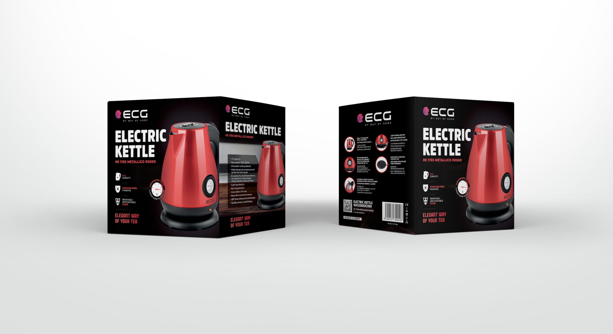 ECG RK 1705 Metallico Rosso, 2200 W, 1,7 l