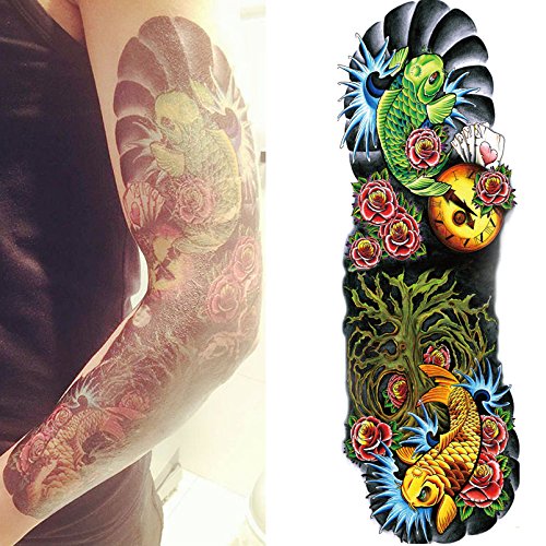 Kotbs 4 Sheets Extra Large Full Arm Temporary Tattoo Waterproof Tattoos Sticker for Men Women Makeup Body Art Fake Tattoo Sleeves Designs