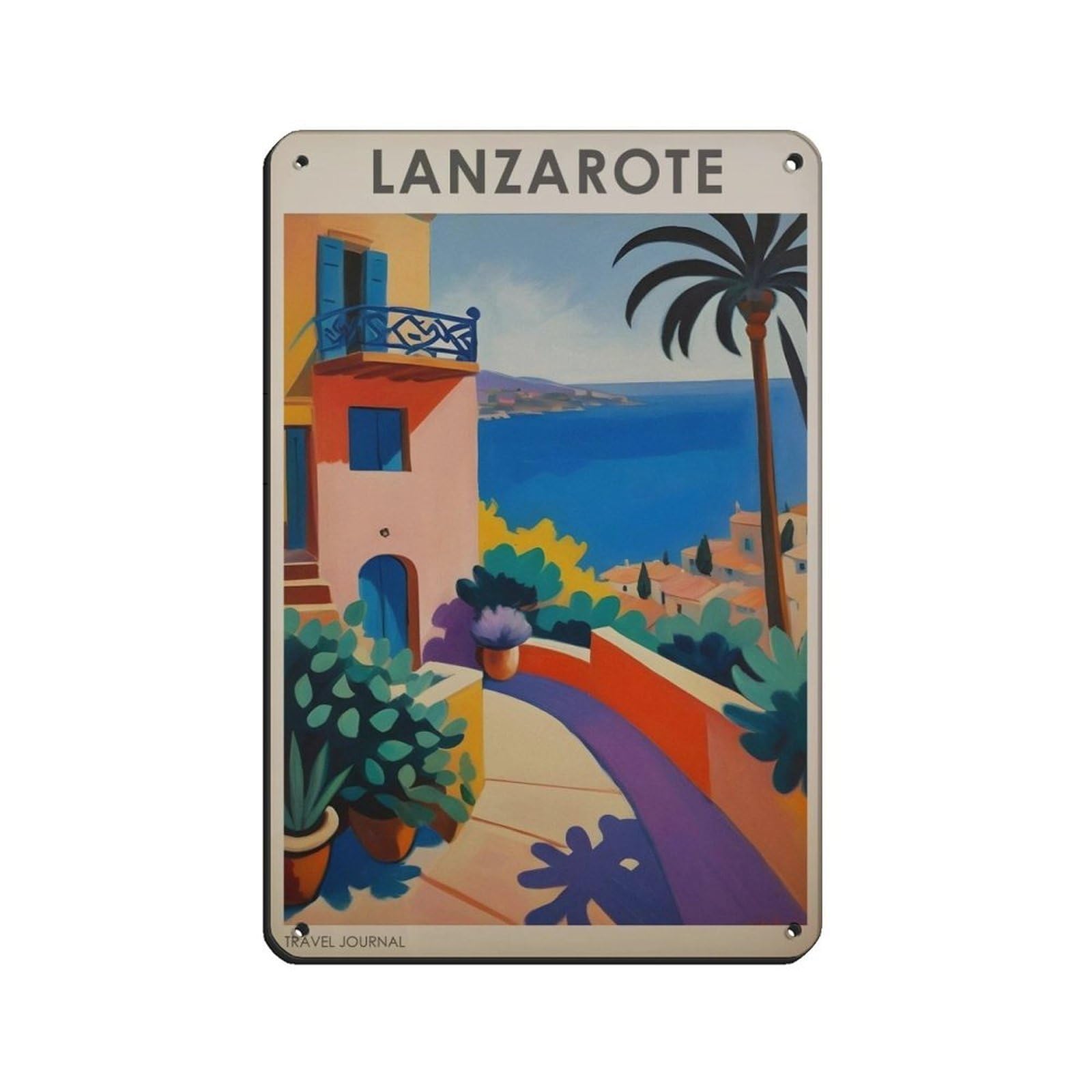 Lanzarote Travel, Spain Travel Gift Tin Sign Vintage Metal Pub Club Cafe Bar Home Wall Art Decoration Poster Retro 8x12inch(20x30cm)