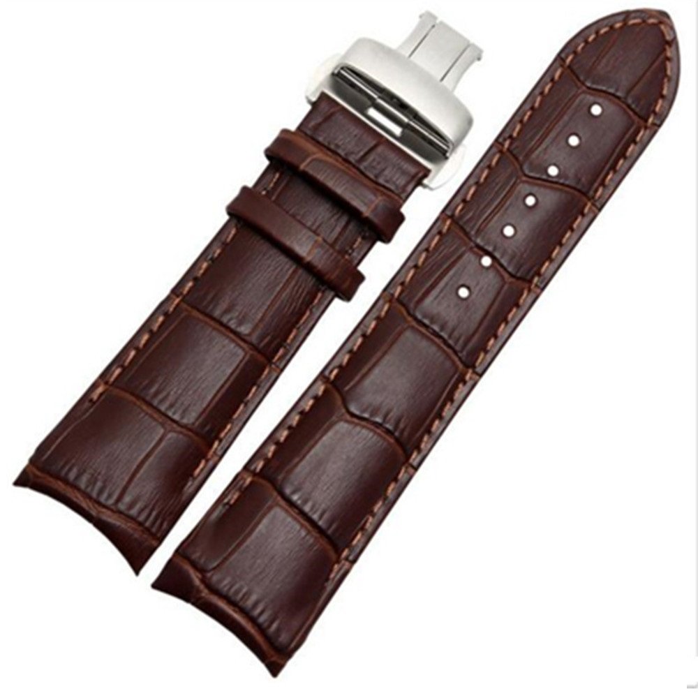 g2422mm Brown Curved Leather Watch Strap Fits Curvedend Watches With Buckle
