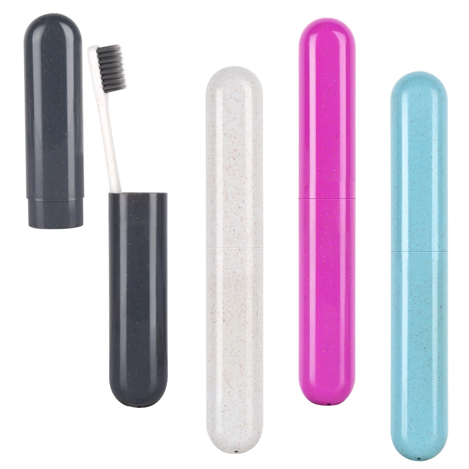 Hooqict 4 Pack Toothbrush Cases Travel Toothbrush Holder Portable Toothbrush Container Case Plastic Toothbrush Carrier Cover Case Toothbrush Protector