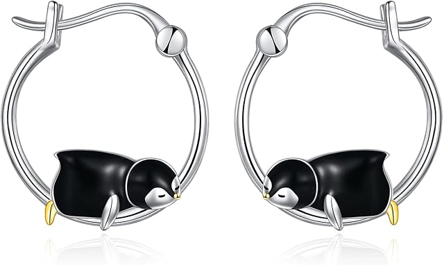 Fox/Pig//Panda Earrings Sterling Silver Origami Fox/Pig Hoop Earrings Gifts for Women Daughter