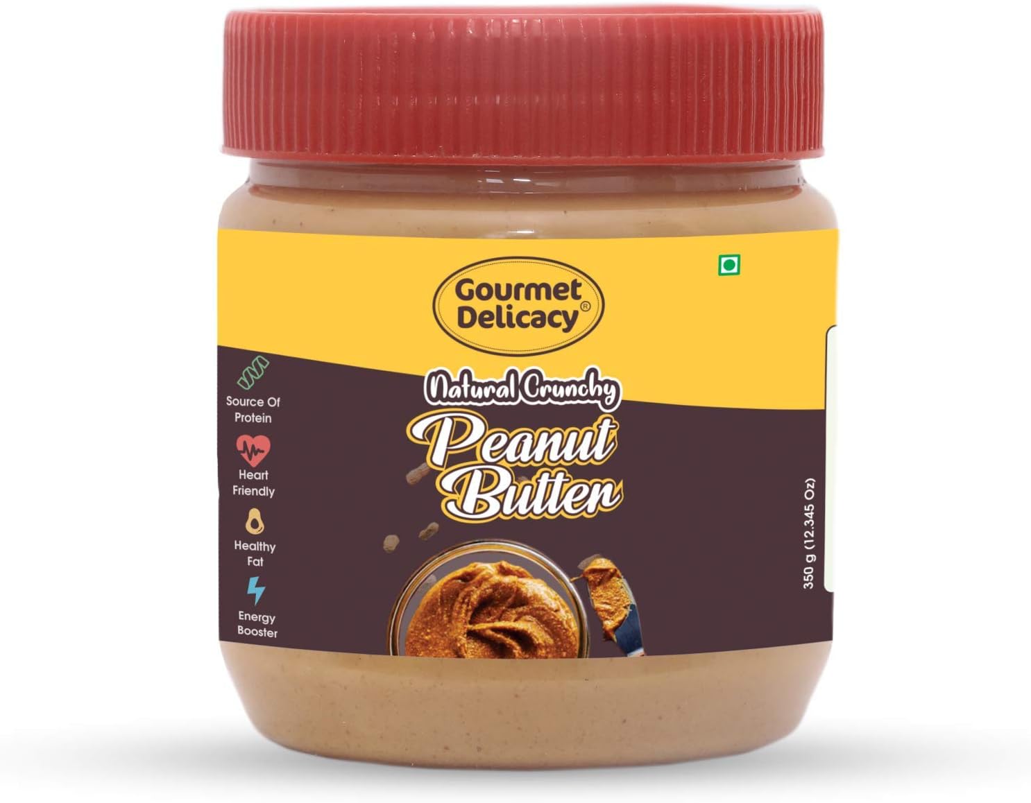 Gourmet Delicacy All Natural Crunchy Peanut Butter, 350g (Gluten Free, Vegan)