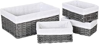 HOSROOME Handmade Wicker Baskets for Organizing Storage Basket Set Woven Decorative Organizing Nesting Baskets for Bedroom...