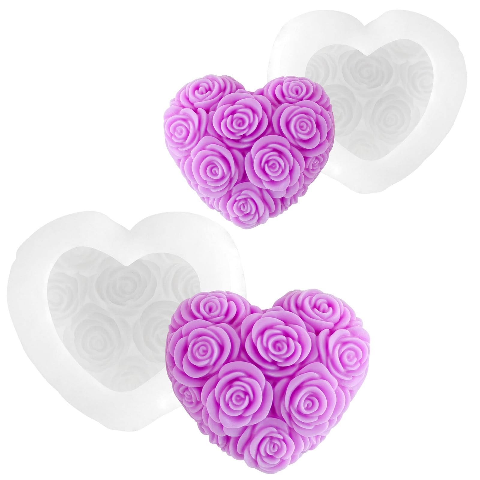 NVOQILIN Silicon Braideds Heart Rose for Detailed Aromatherapys Craft and Projects Silicone Rose