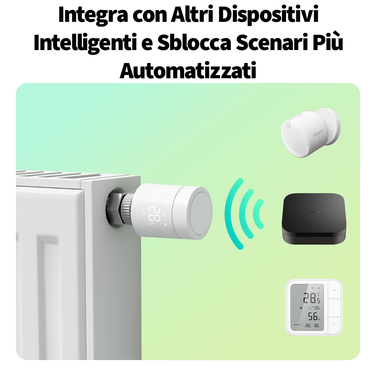 Aqara Termostato da Radiatore W600 Intelligente Thread/Zigbee, Valvola Termostatica Intelligente con Programmazione, Compatibile con Homekit, Home Assistant, Alexa, Google Home