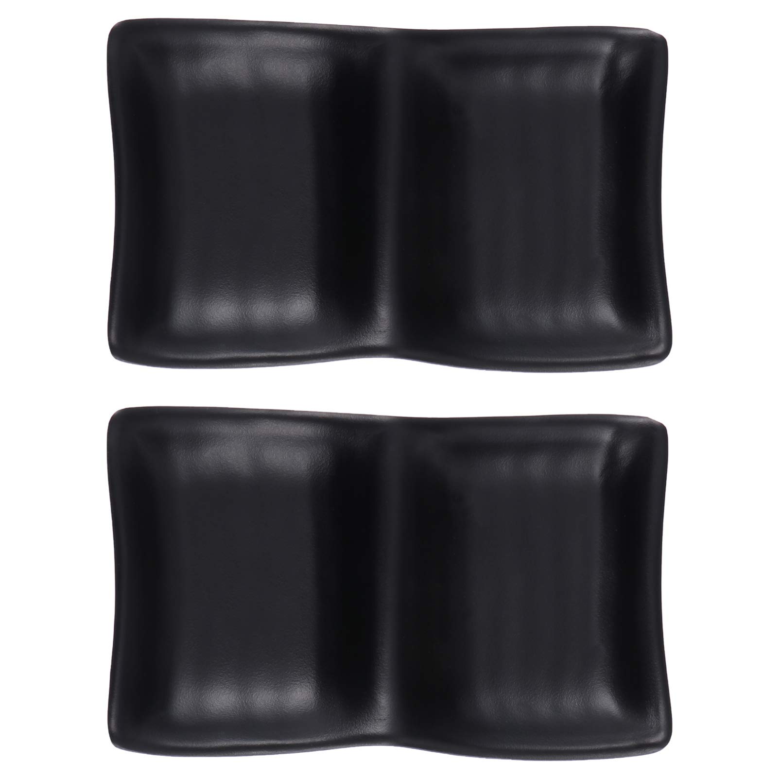 Hemoton 2pcs A5 Seasoning Dish 2-grids Sushi Soy Dipping Bowl Appetizer Plates Serving Saucers Snack Desser Flavor Tray for Kitchen Home Christmas Dinner Party