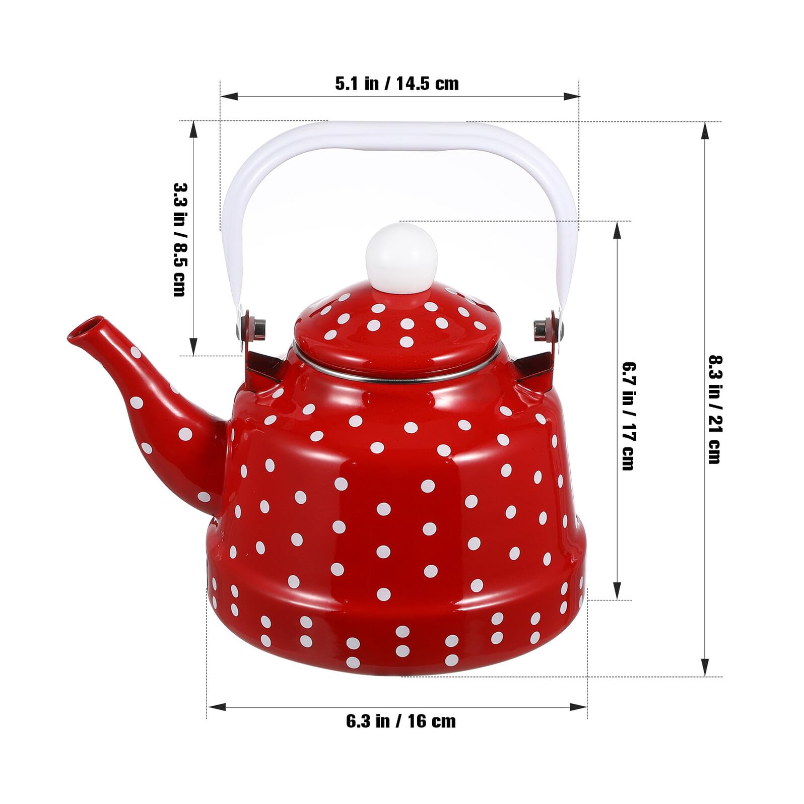 NUOBESTY Tetera de Esmalte Esmalte Espesada Puntos Tetera para Estufa de Filtro para Infusiones de Té Suelto para Cocina de Inducción