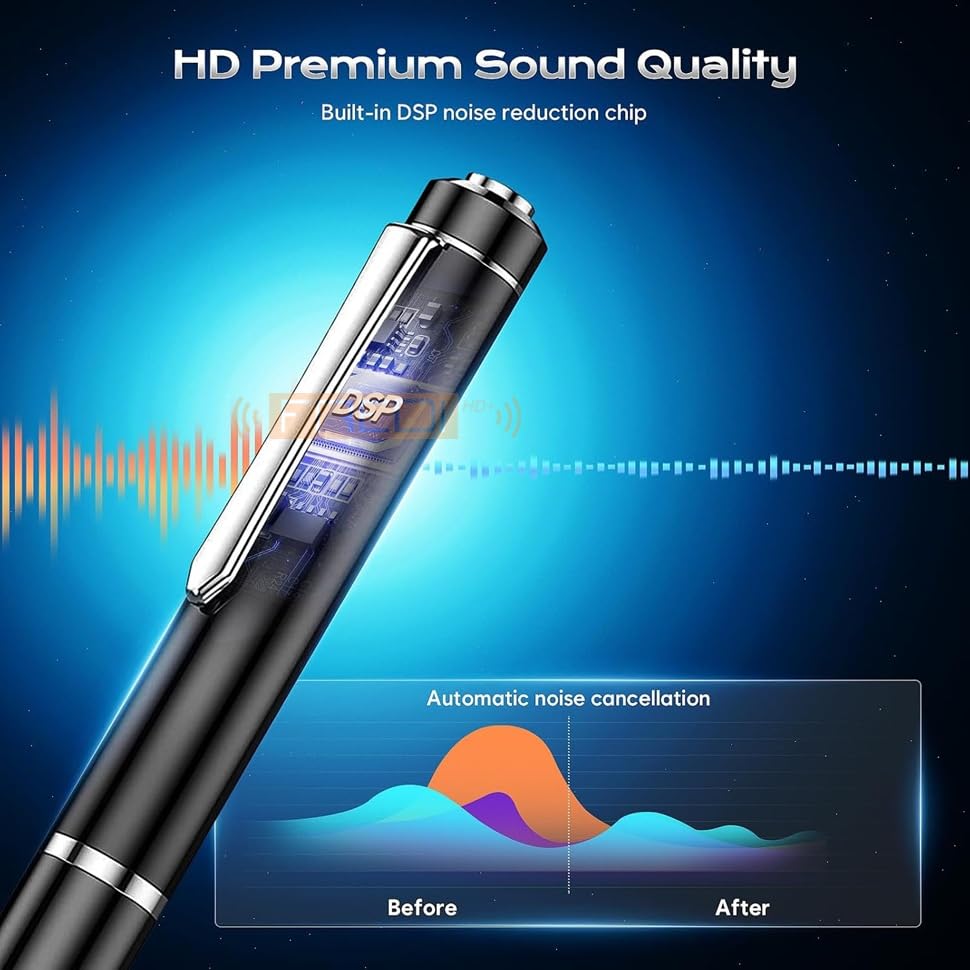 Image of FREDI HD PLUS Voice Recorder Device Pen Voice Recorder 128GB Support Digital Audio Recorder Portable USB One Touch Recording Clear Sound OTG for Meetings Lectures Interviews