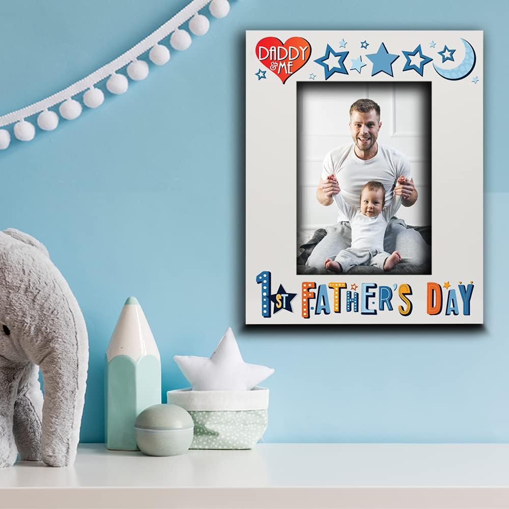 BELLA BUSTA- First Father's Day Photo Frame-Daddy and Me Picture Frame-New Daddy- UV Print Picture Frame (5x7 Vertical)