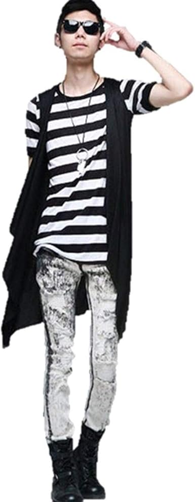 Amazon Sebles メンズ ベスト ロング ジレ 薄手 夏 長い ノースリーブ スリム ブラック Xxl ベスト 通販