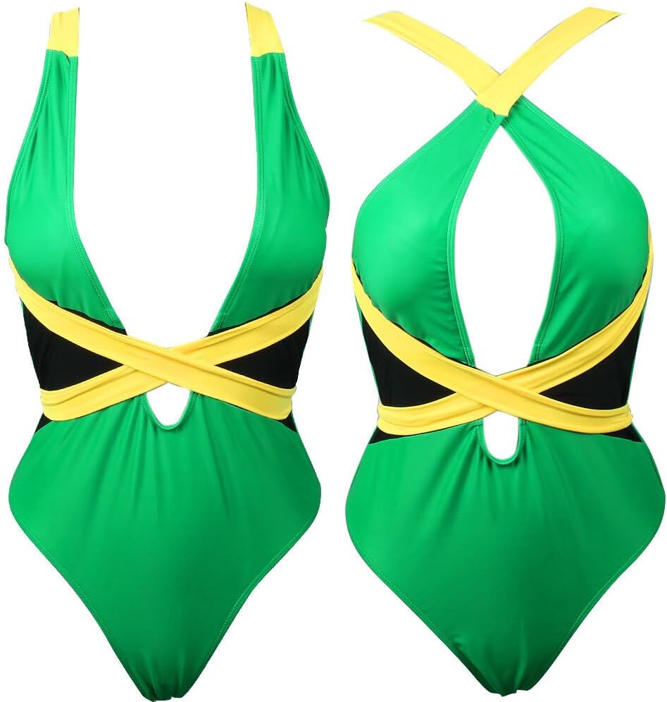 Women's One Piece Caribbean Flag Rasta Body Shaping Monokini Swimsuit Swimwear Bathing Suit