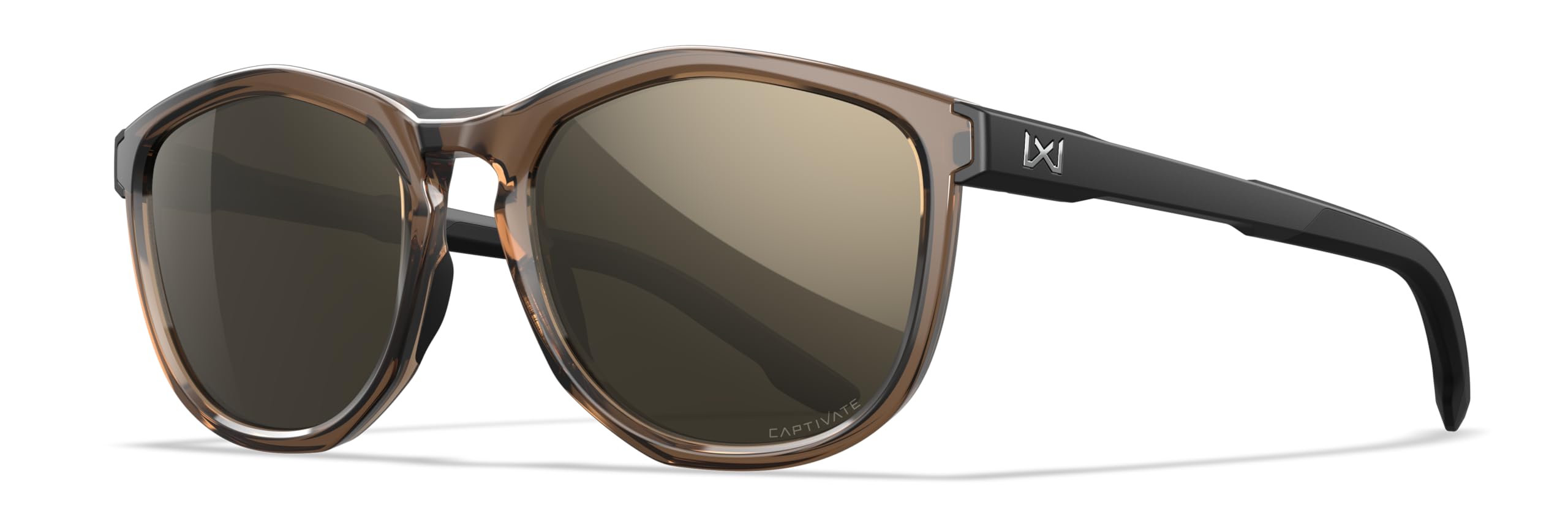 Wiley X WX Bravo - Gafas de sol de seguridad para hombres y mujeres, inastillables, protección UV, lentes de espejo de tungsteno, marcos de cristal brillante con patillas negras mate, ANSI Z87