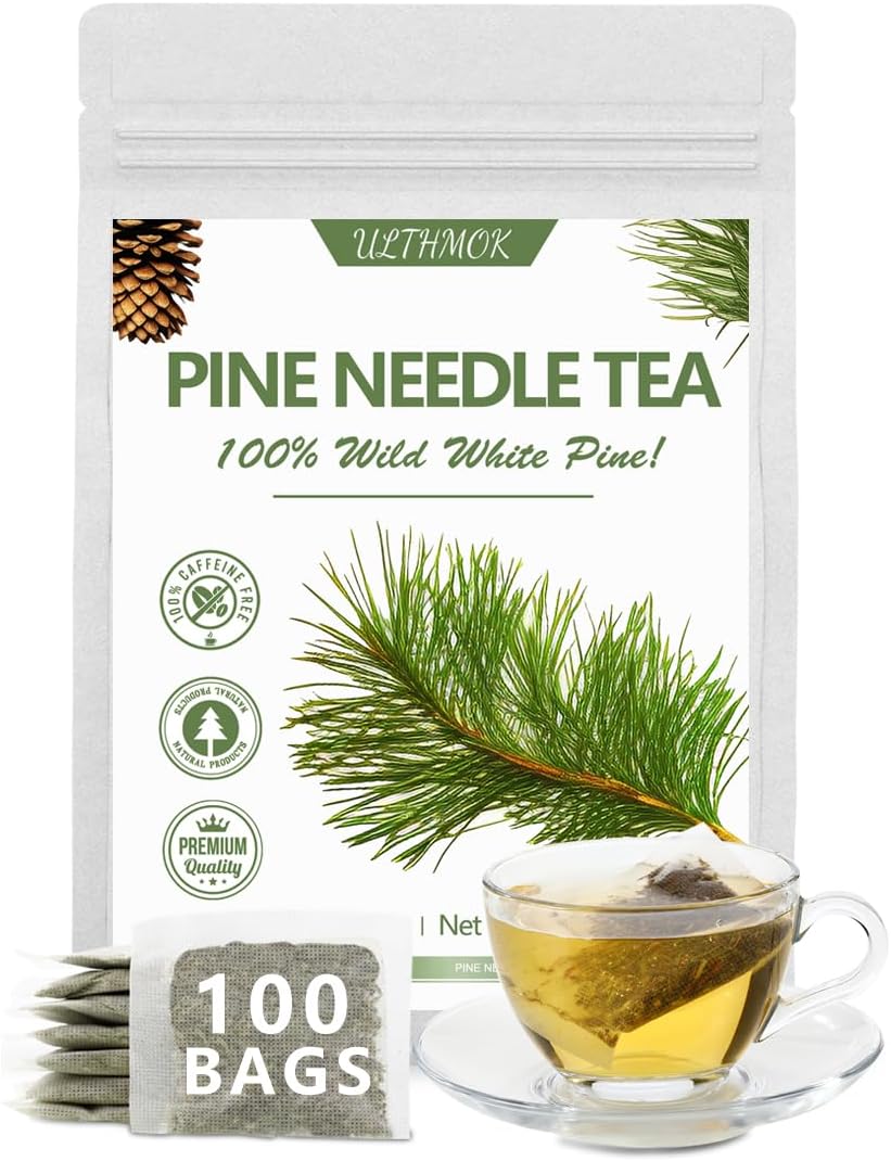 Premium 100 Pine Neddle Tea Bags,100% Picked from Natural Wild Pine Neddle, No Caffeine & No Additives.